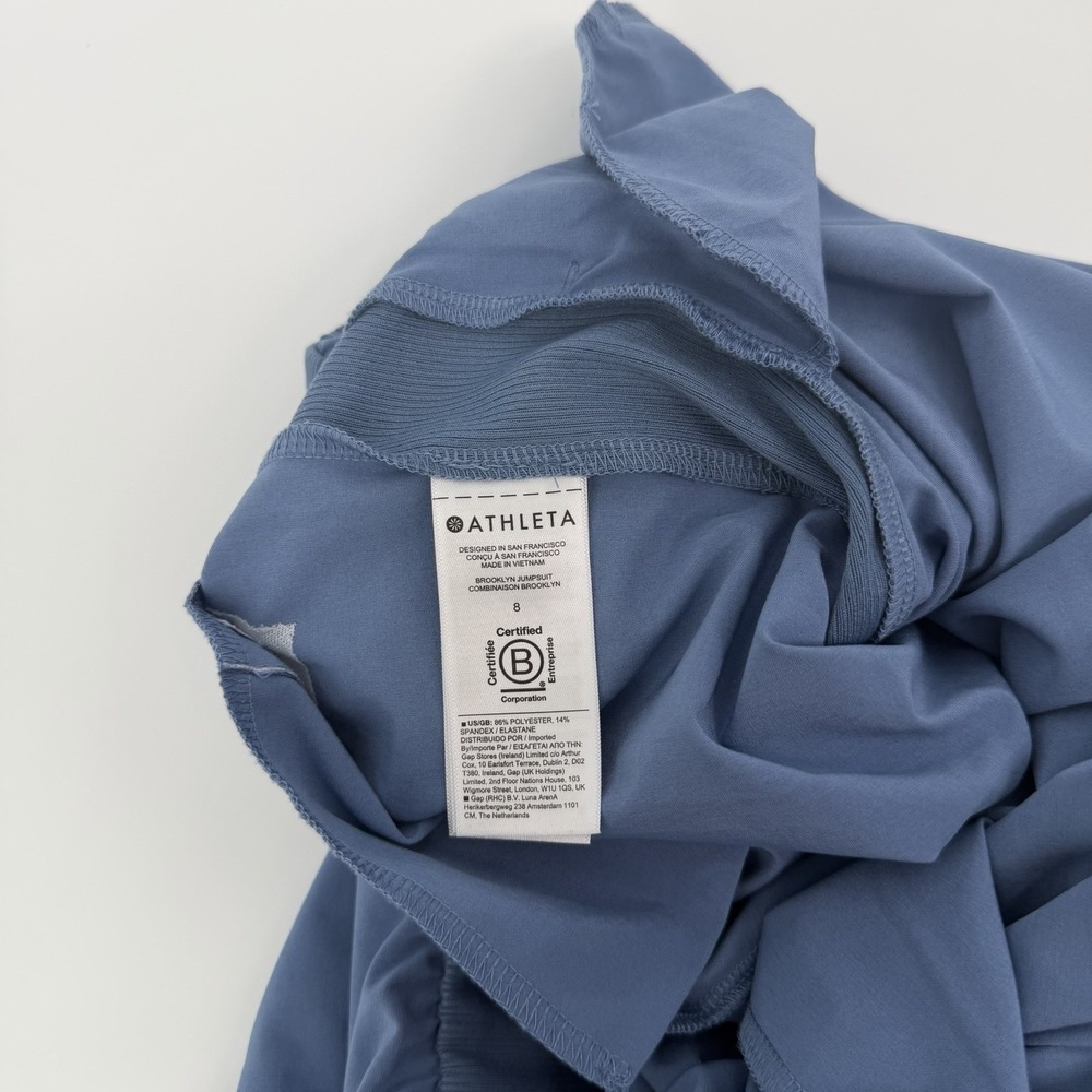 ATHLETA Brooklyn Jumpsuit Womens Size 8 Blue Sleeveless Athletic V Neck - Picture 9 of 14
